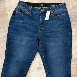 New York & Company Women's High Waist Super Skinny Ankle Jeans - Dark Blue Wash
